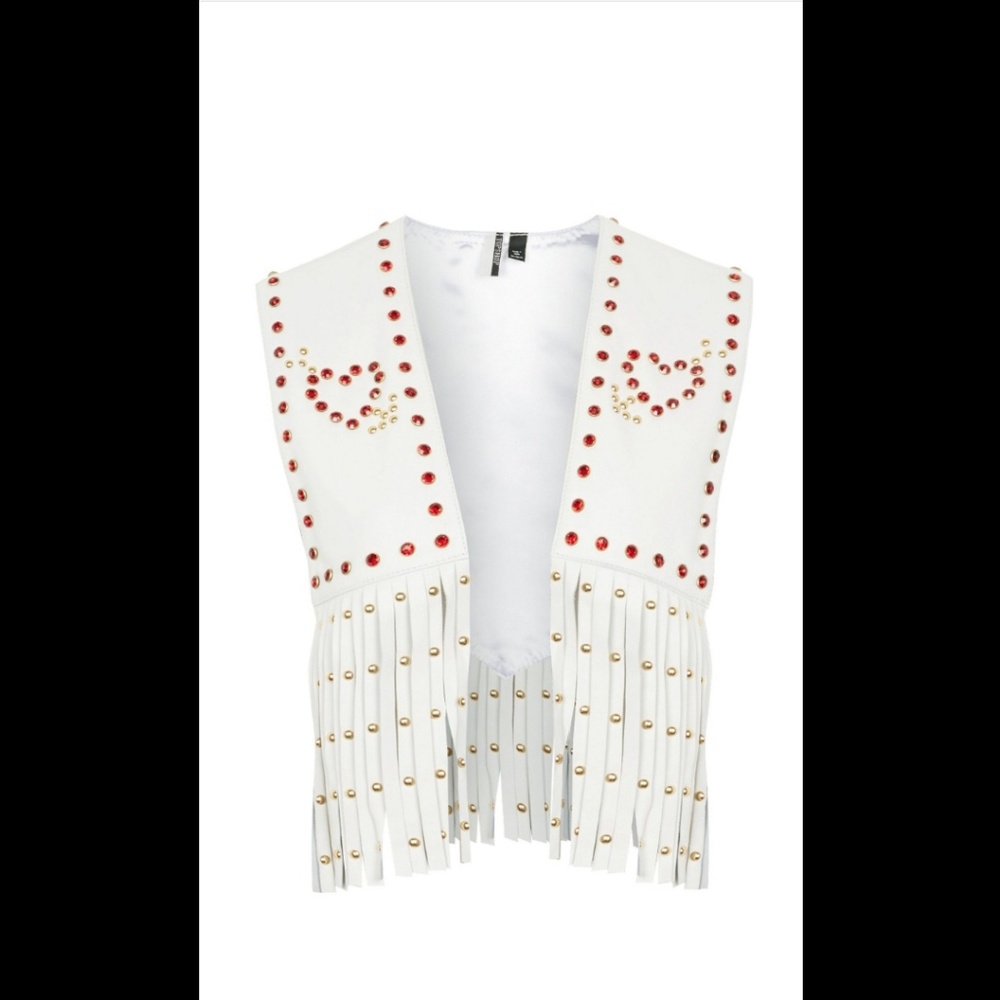 Leather Studded TOPSHOP fringed vest